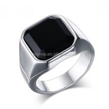 Anillo de alta calidad para hombre, acero inoxidable pulido negro, joyería para hombre, anillo de encanto de color plateado para hombre